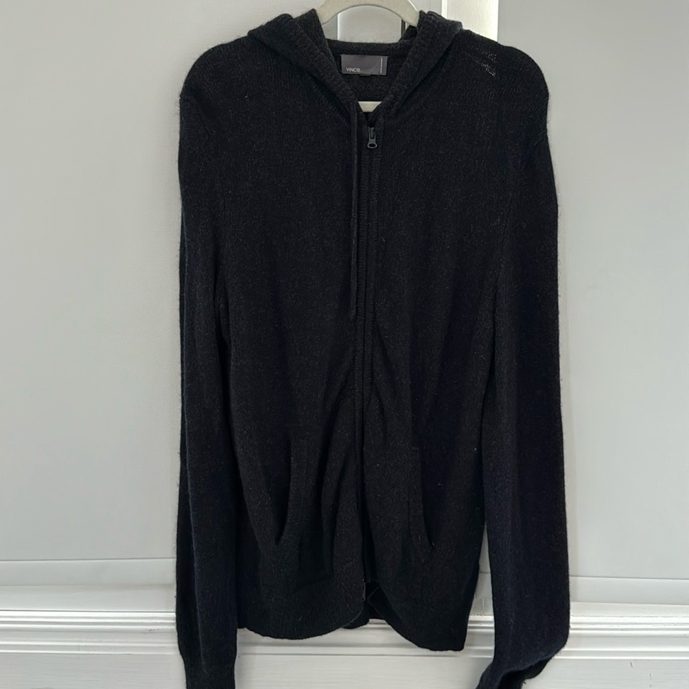 Vince Mens Zip Wool & Cashmere-blend Hoodie